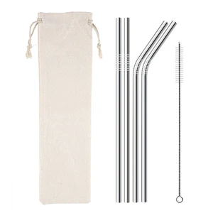 Image of Svin Custom Logo Eco-friendly Straight and Bent Reusable Stainless Steel Metal Drinking Straw