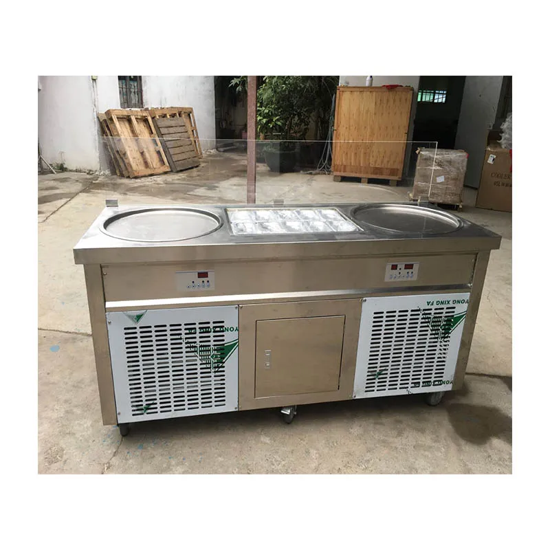 

CE Approved Double Square/Round Pan Fried Ice Cream Roll Machine With 10 Tanks