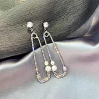 

zircon pearl unique safety pin earrings