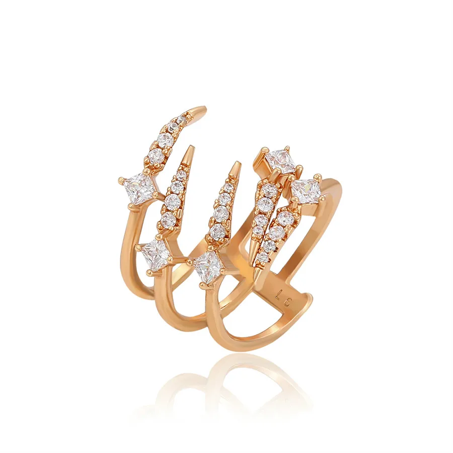 

A00701446 Xuping Jewelry Advanced Design 18K gold long set with diamond light luxury minority fashion ring