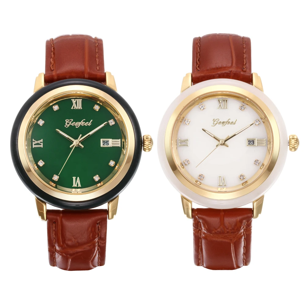 

Original Brand Watch Mens Automatic Mechanical Fashion Jade Custom Watch Designer Watches, Green & white