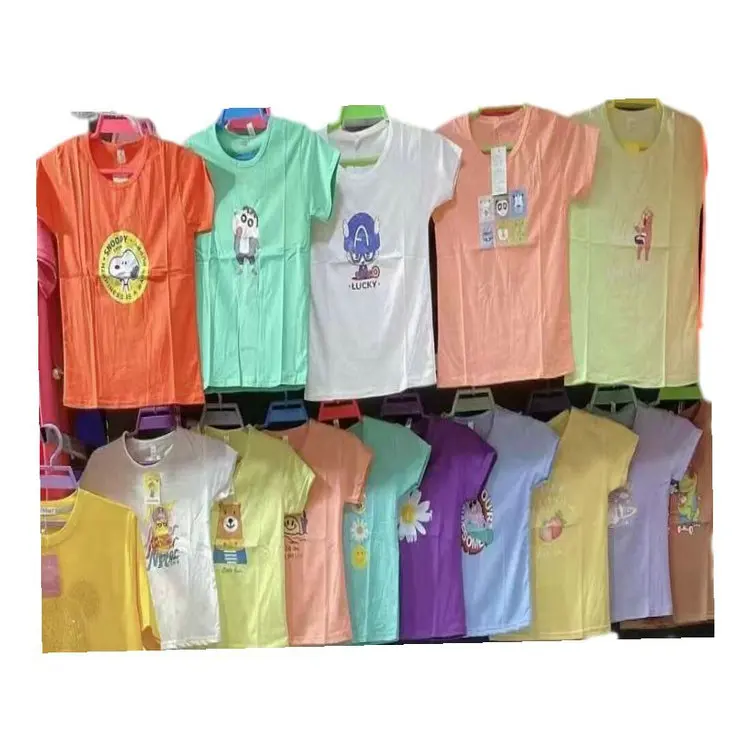 

0.88 Dollars Model FYK022 Ages 2-7 Years Wholesale cotton boys and girls stock t-shirts with different patterns, Mix