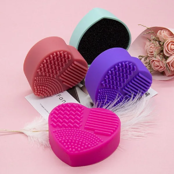 

Heart-shaped Silicone Scrubber Multifunctional Partition dry cleaning box for makeup brushes