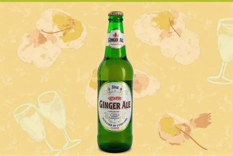 Traditional ginger ale in glass bottle showing natural carbonation and golden color