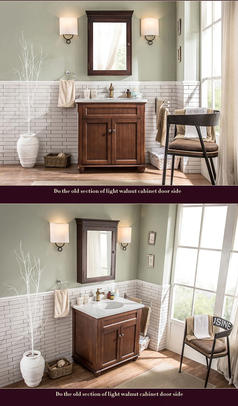 American style solid wood Bathroom cabinet combination made in china