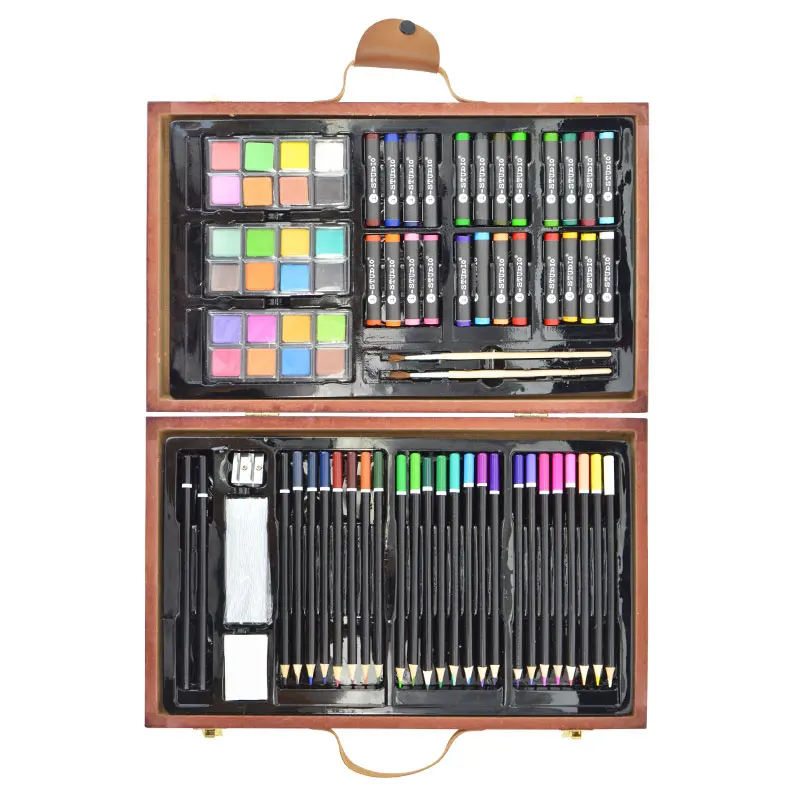 
Deluxe Rainbow Wooden Art Set Full Colors Professional Drawing Art Set 