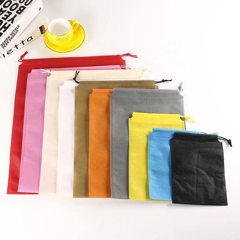 

Hot Selling Customized Reusable Clothing Shoes Travel Bags Manufacturers Wholesale Drawstring Gift Bundle Non-Woven Fabric Bags, Black red sky blue brown pink white beige gray yellow orange