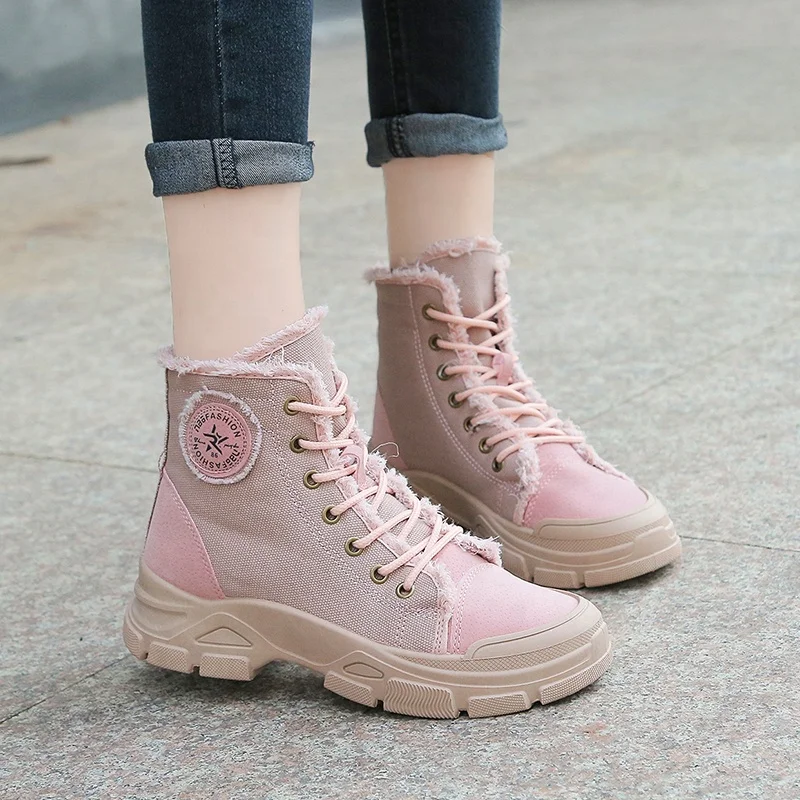 

High quality women's shoes 2021 autumn and winter new canvas tooling shoes boots outdoor boots, Optional