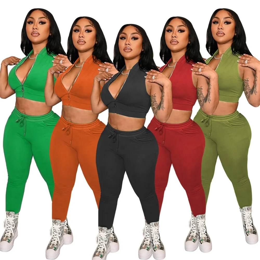 

2022 Women Two Piece Pants Set Spring Outfits Tracksuit Crop Top Plus Size 2 Piece Set Women Clothing Jogger Sets Sweat Pants