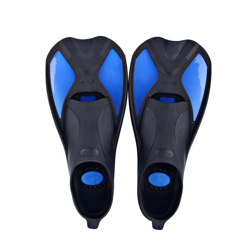 

Swimming flippers adult children free diving short flippers silica gel comfortable flexible light training flippers, Black