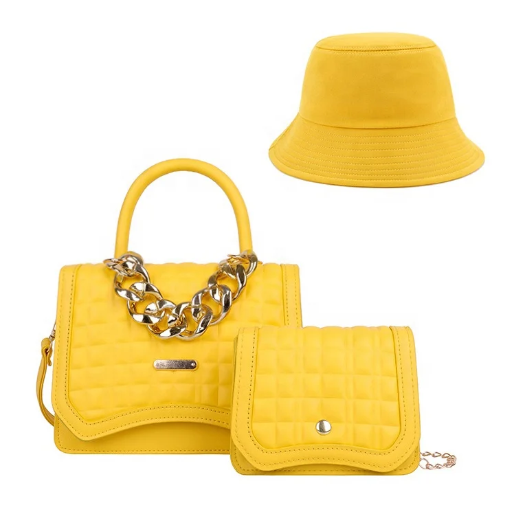 

Summer 2022 Chain Women Hand Bags Ladies Designer Bucket Hats and Purses Handbags Sets for Women Luxury