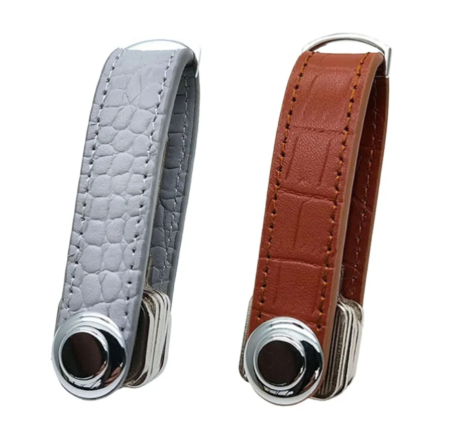 

Creative Compact Leather Key Holder Smart Organizer For Holding More Than 10 Keys, Black, brown, red, dark blue, croc black, croc dark brown