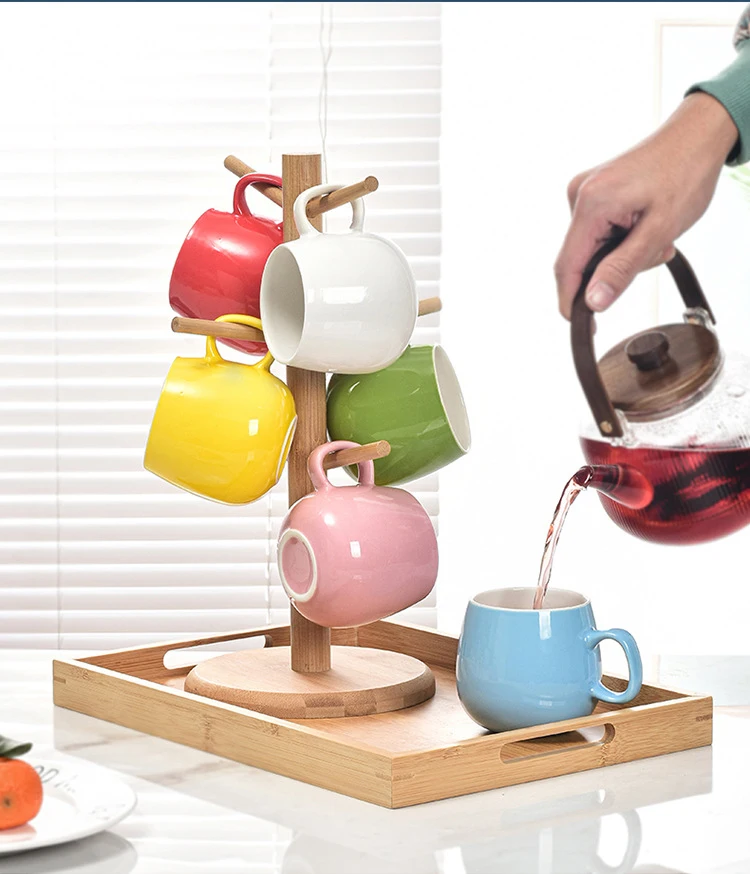 

Simple fresh and creative home living room color ceramic mugs 6 sets, As the picture show
