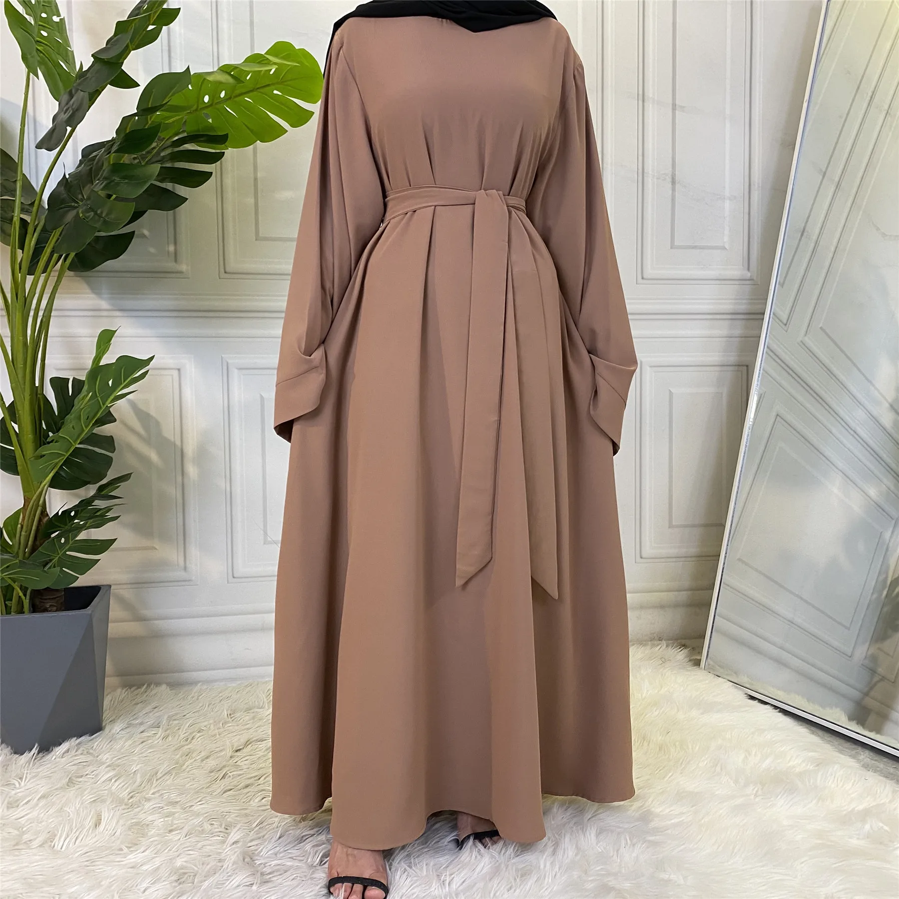 

Manufacturer Well Made high quality nida fabric muslim dress islamic clothing black plain nida abayas, Black, green, purple, dark gray, pink, red,apricot, brown,orange