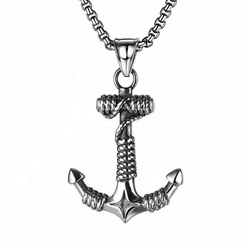 

MECYLIFE Navy Sailing Jewelry Necklace Stainless Steel Vintage Rope Anchor Necklace Pendant