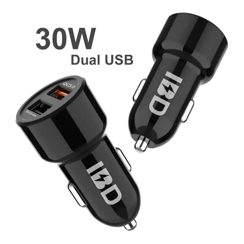 

IBD322 5V/1500Ma Qc 3.0 Smart Mobile Phone Electric Dual Usb Battery Car Charger Quick Charge 3.0 2.4A 4.2A 2 In 1, Black or oem