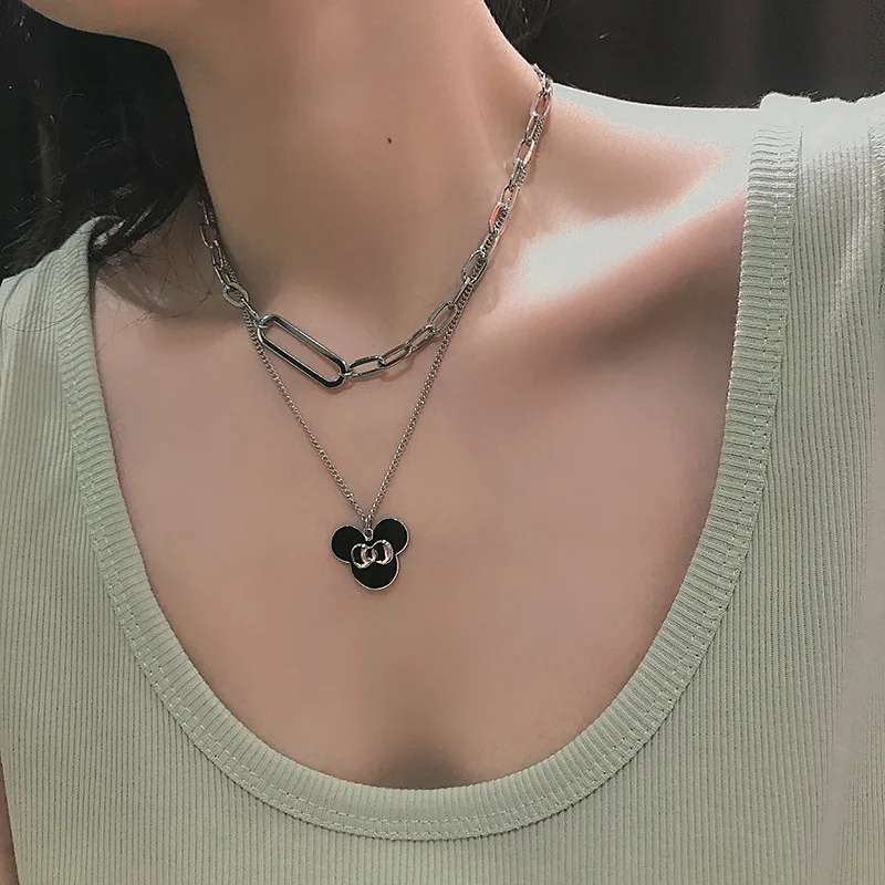 

2021 trendy mouse pendant link chain necklace gold plated