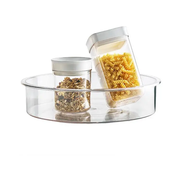 

Turntable Storage Bin Practical Plastic Storage Box of Tea Sweeteners and More Turntable Spice Rack for the Kitchen Cupboard, Transparent