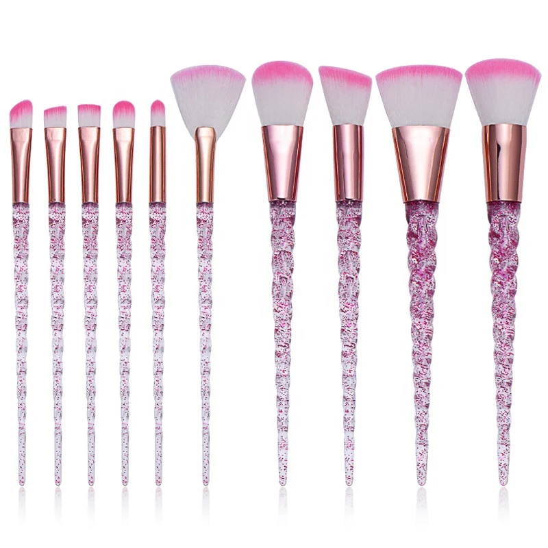 

Hot sale product 10pcs professional makeup brush set Spiral handle makeup and beauty tools, Multicolor optional