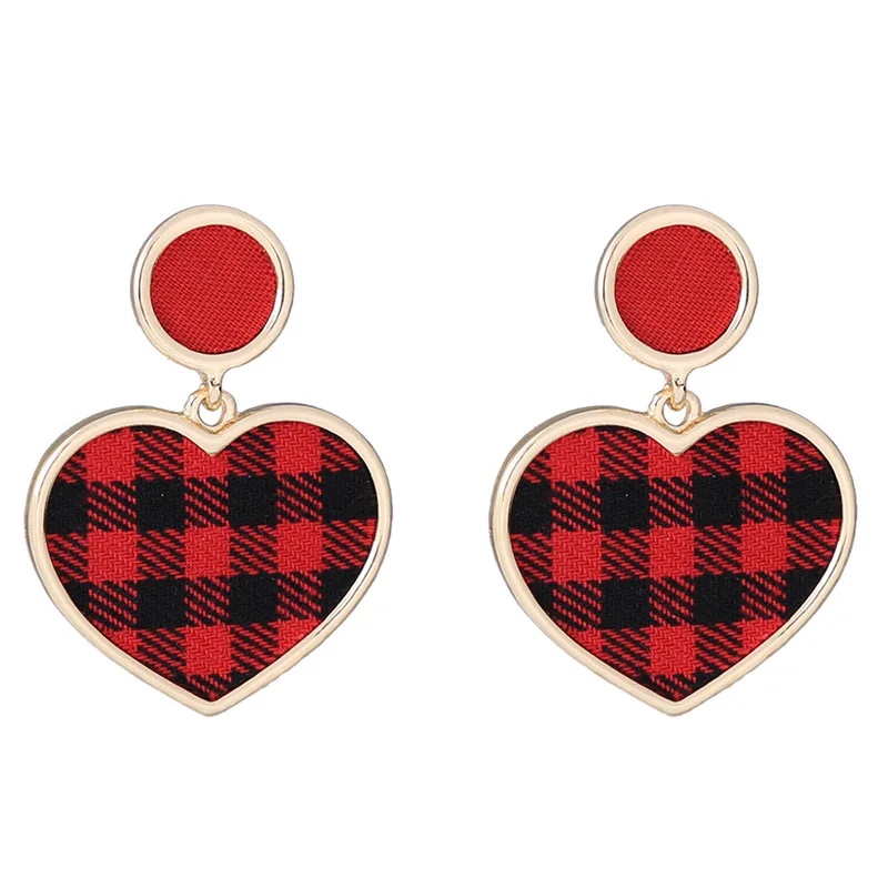 

Elegant S925 needle heart design Canvas plaid Earring, Customizable