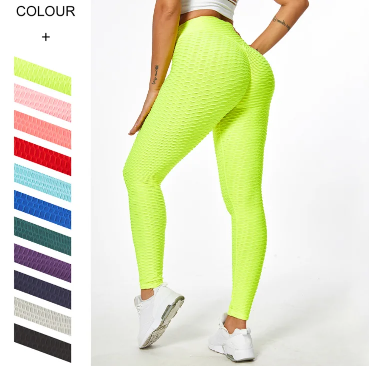 

Colorful Fitness Tight Jacquard Bubble Pants High Waist Anti Cellulite Leggings Scrunch Butt Lift Yoga Pants For Women, Customized colors