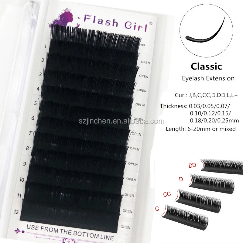 

Flash girl wholesale vendor Classic Eyelash Extension Individual Mink Eyelash Extension Private Label Auto flowering eyelashes, Natural black
