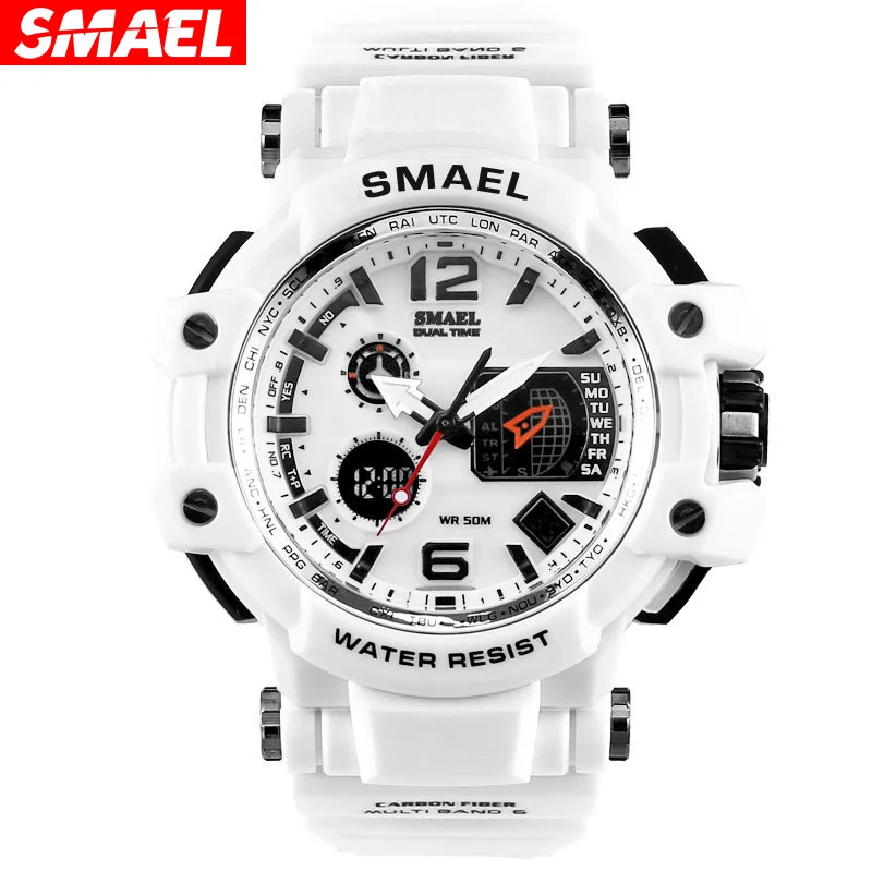 

SMAEL 1509 Men Japan Quartz & Digital Watch Luxury Sport LED S-Shock Wristwatch Clock, As pictures