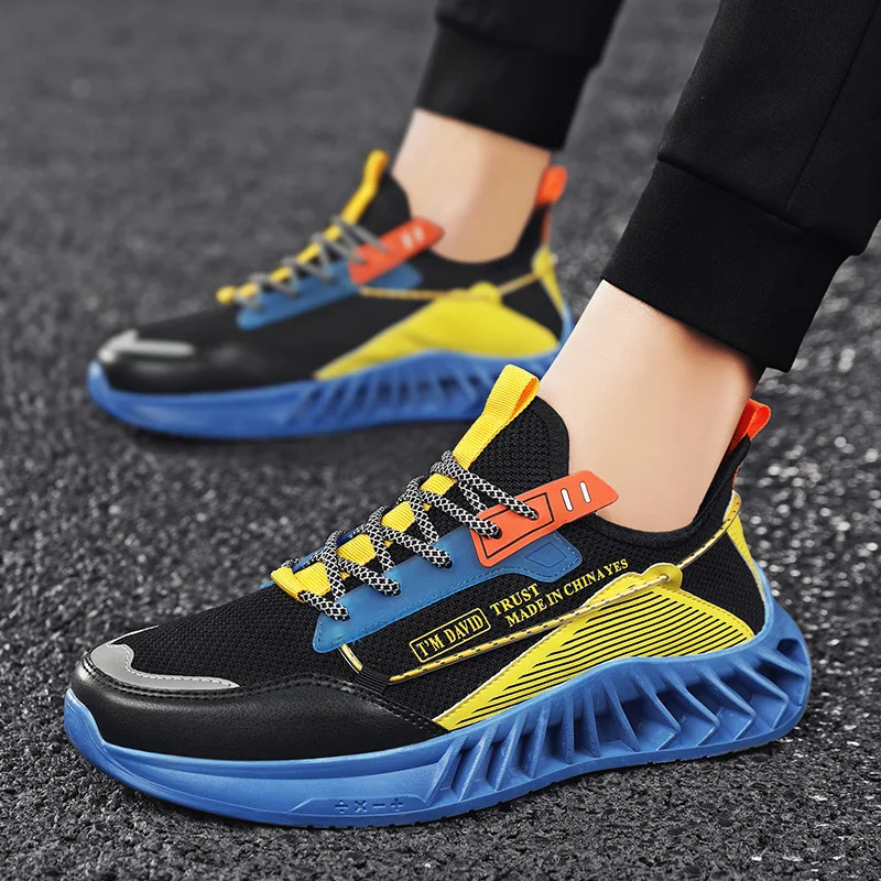 

High Popularity New Fashion Orange Fly Weaving Upper Shockproof Breathable Man Sport Shoes Running Sneakers Walking Shoe
