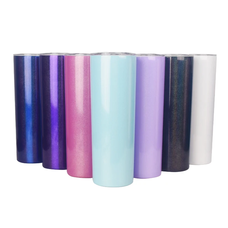 

Sublimation Tumbler Blanks Straight 15oz 20oz 30oz Stainless Steel Double Wall Sublimation Glitter Tumbler with Straw, Customized color