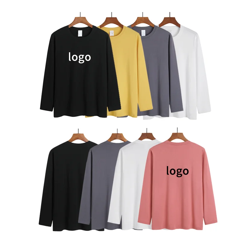 

Men Cotton Round Neck Basic Custom Printing Clothing Long Sleeve T Shirt Women