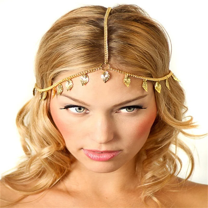 
Genya New Arrived Fashion Crystal Chain Bohemian Gold Leaves Head Chain Jewellery Hair Accessories For Women  (62388638574)