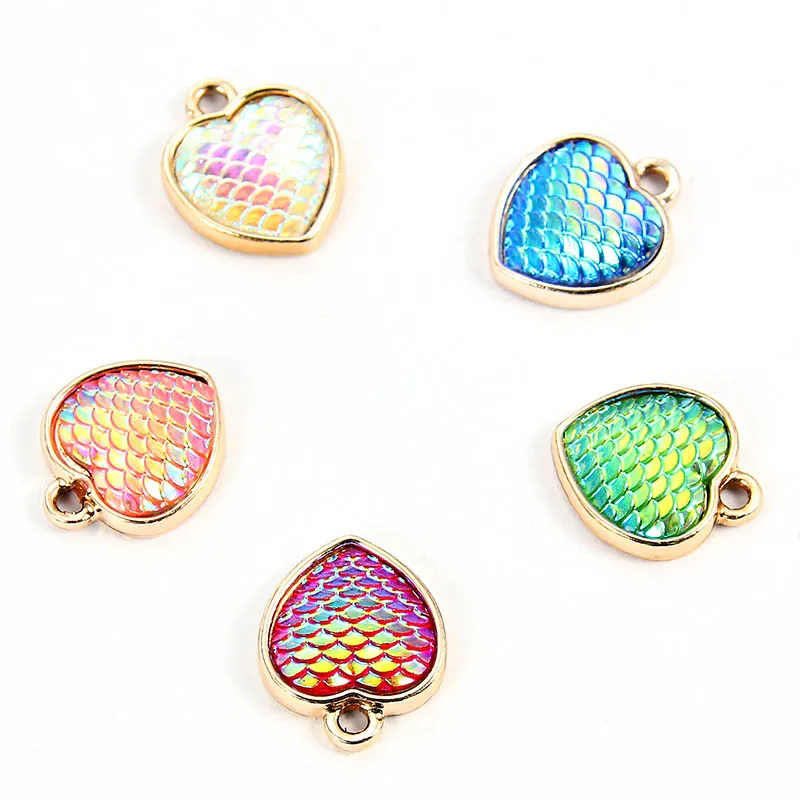 

Fashion heart scale charms resin Pendant diy for bracelet earring jewelry making accessories wholesale 17*14mm, Picture