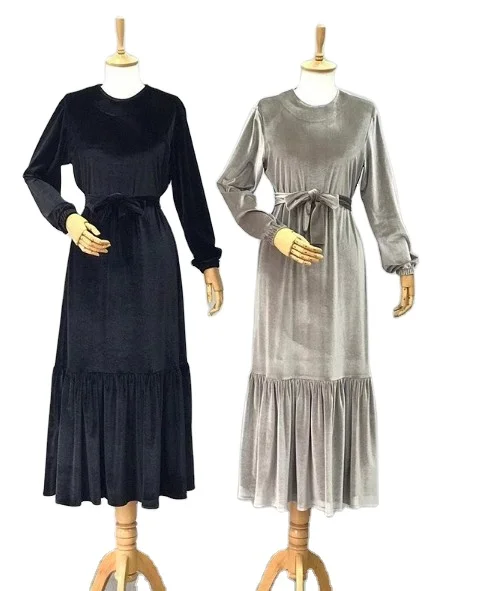 

2020 Wholesale Clothing Manufacturers velvet Long Abaya Dubai Designs, Black ,blue ,maroon,navy,pink
