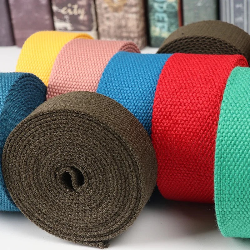 

20mm 25mm 32mm 38mm 50mm Luggage ribbon backpack plain weave color polyester-cotton webbing for canvas accessories DIY, Black,pantone color