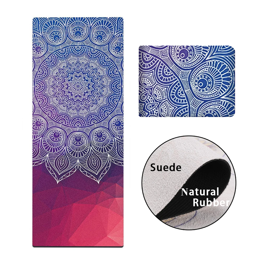 

Custom Design Foldable Travel Suede Thick Yoga Mats Pattern Eco Friendly Natural Rubber Yoga Mat Set, Customized color