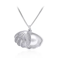 

hot sale Dainty Shell 925 Sterling Silver Pearl Pendant women Shell Necklace