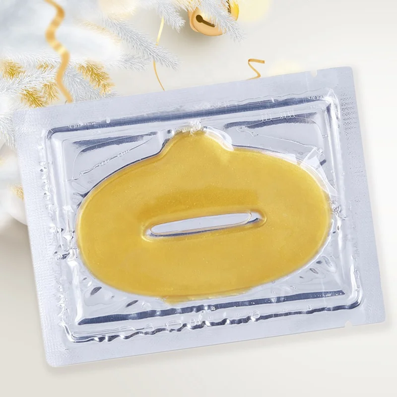 

2019 New Design Custom Moisturizing Hydrogel Gold Crystal Collagen Clear Plumper Mouth Lip Mask, Gold 24k