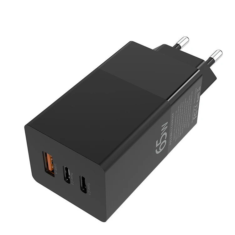 

GaN Technology 65W Us Folding Plug USB Charger 3 USB Ports Type-C QC3.0 Fast Charging Quick Charger for Tablet/Phones