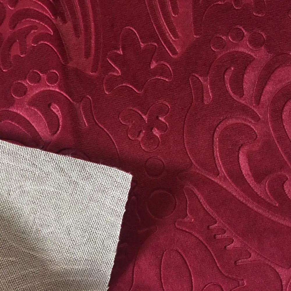 100 Polyester 3d Embossed Burnout Holland Velvet Textile Furniture
