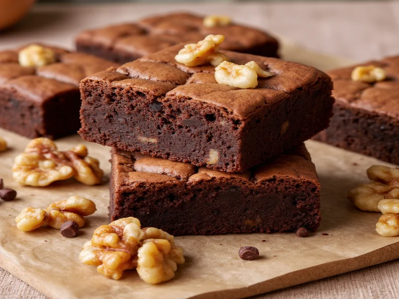Easy brownie variation with walnuts and chocolate chunks