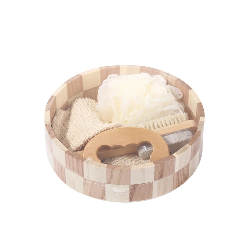 

Promotional wood heart box 6pcs bath accessory set Sisal sponge /comb Wooden box spa set /Bath Gift Set