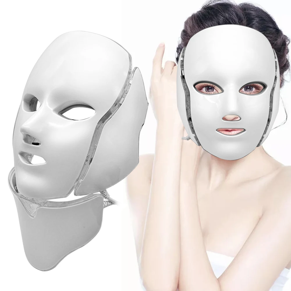 

7 Color LED Facial Neck Mask Microelectronics LED Photon Mask for Wrinkle Removal