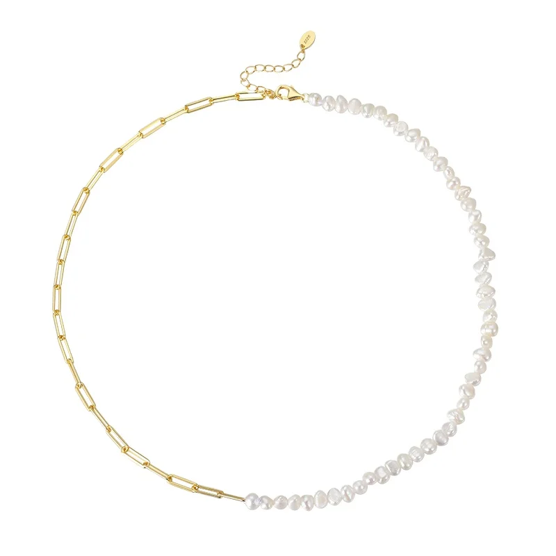 RINNTIN GPN13 French Design 925 Sterling Silver 14K Vintage Baroque Natural Freshwater Pearls Handmade Choker Necklaces