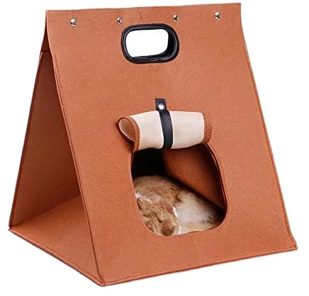 

Foldable Custom Style Felt Pet House with Removable Mat and Door Pet Nest Pet Beds & Accessories Shiny Cotton Storage Baskets, Brown;customer color