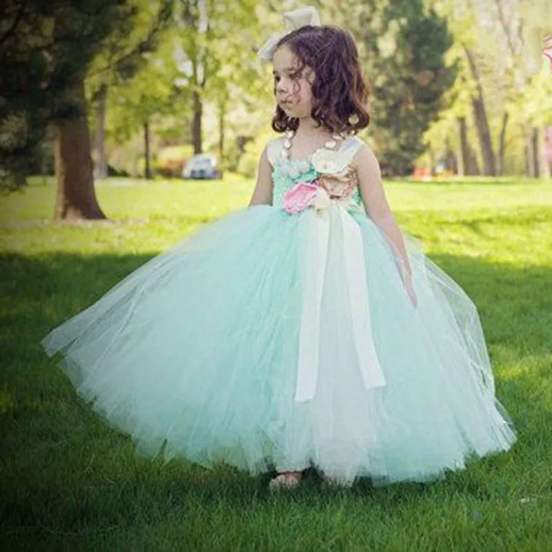 

Summer Kids Clothing Lace Layered Tulle Girl Bridesmaid Dress Wedding Evening Flower Girl Prom Dresses, As picture show
