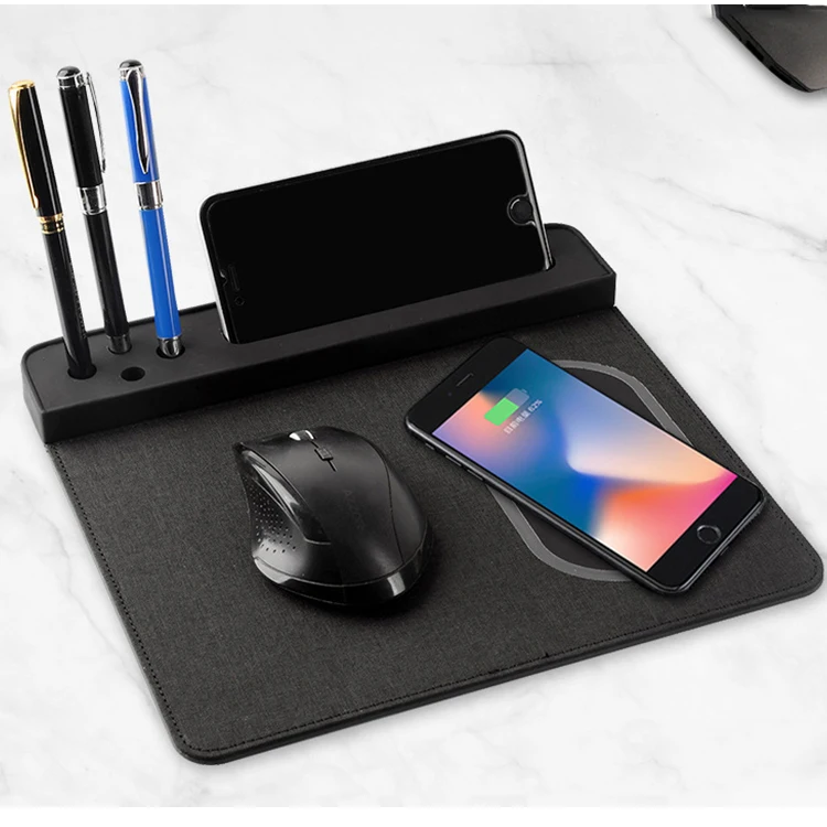

Multifunctional creative 10W office qi wireless charger mouse pad, Black