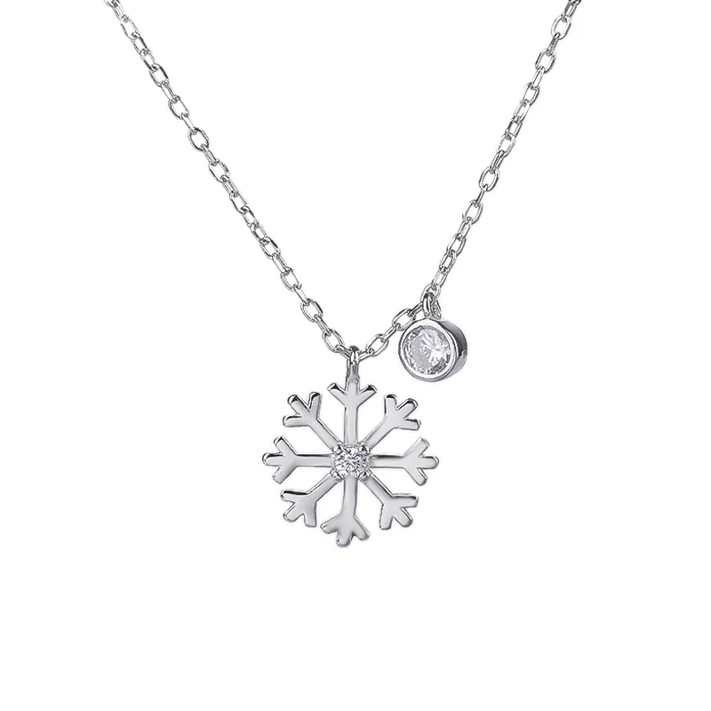 

Custom Fashion Beautiful 925 Silver Jewelry Christmas Snow Silver Jewelry Simple Necklace