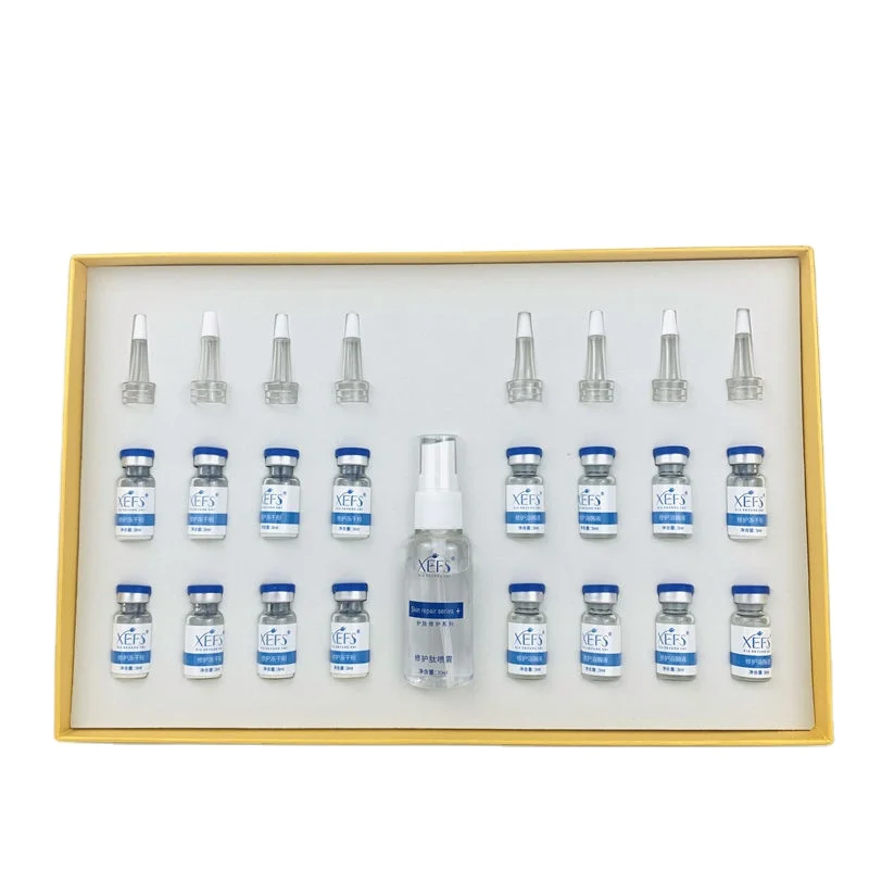 

OEM Anti Wrinkle Firming Blue Copper Peptide oligopeptide Serum Set Repairing Facial Ampoule for face skin care kit