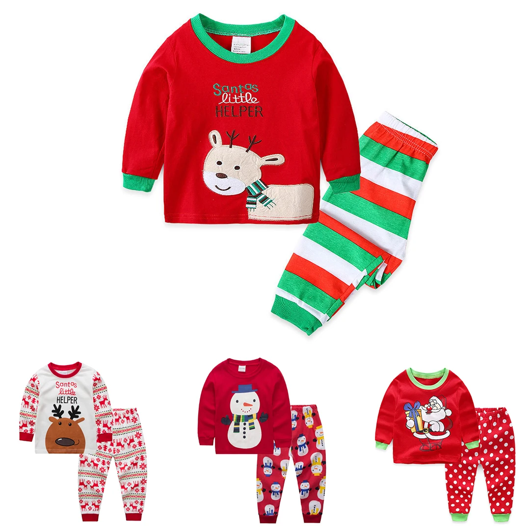 

Christmas Boutique Clothing kids Cotton Unisex Boys & Girls Red Christmas pjs