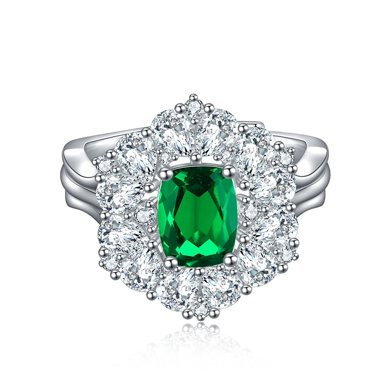 

New arrival beautiful stainless steel jewelry lab grown emerald sterling silver 925 jewelry rings, Green